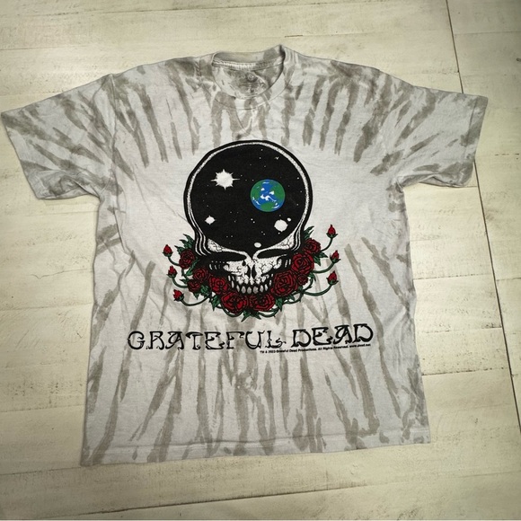 Grateful Dead Space Your Face Gray and Black Tie-Dye Men's Tee - Picture 1 of 6